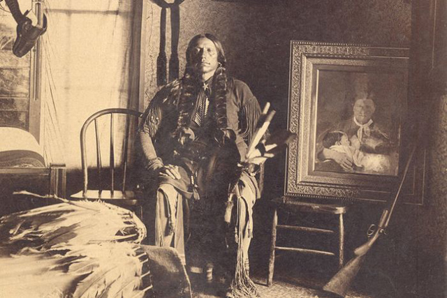 Quanah Parker, hijo de Nautdah y útimo jefe guerrero comanche. 