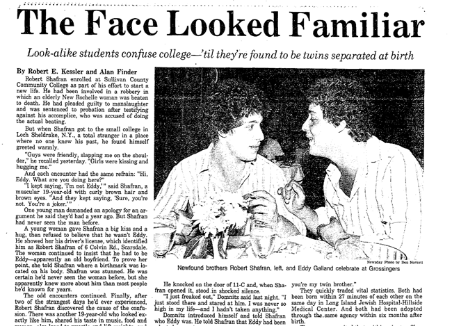 Tres desconocidos idénticos - Three Identical Strangers - trillizos de Long Island